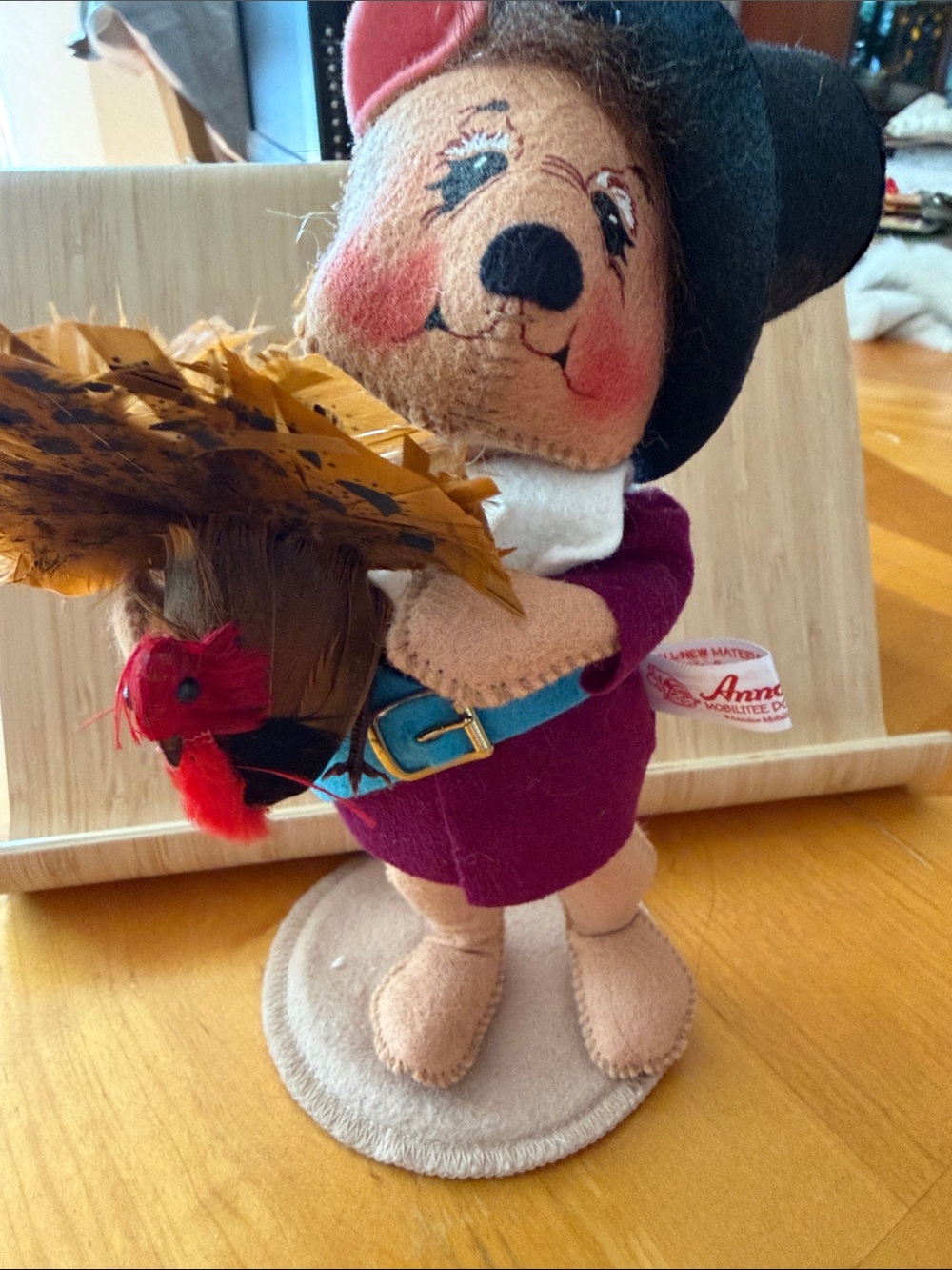 Amscan Plush Figurine with Feathered Hat and Red Feather Accent